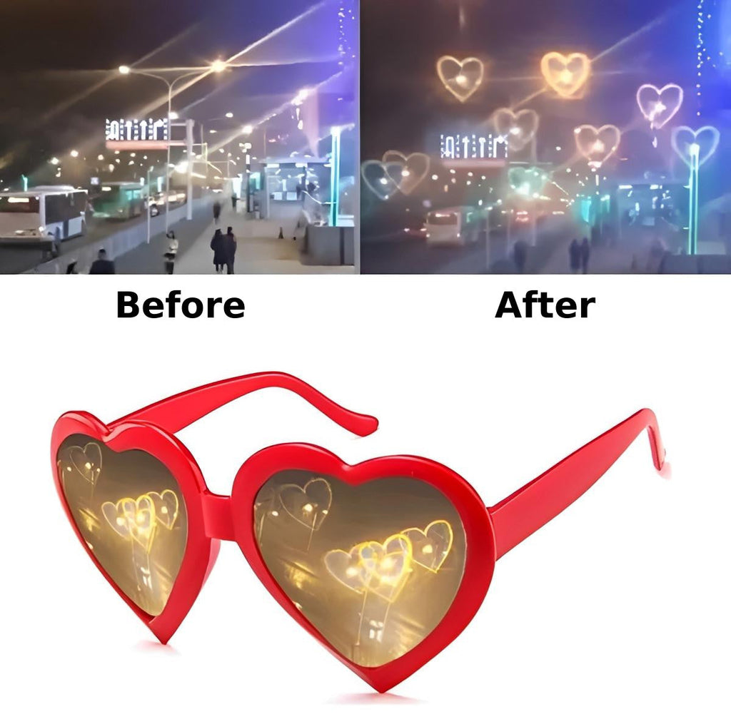 Diffraction Heart Glasses with Light Effect for Events