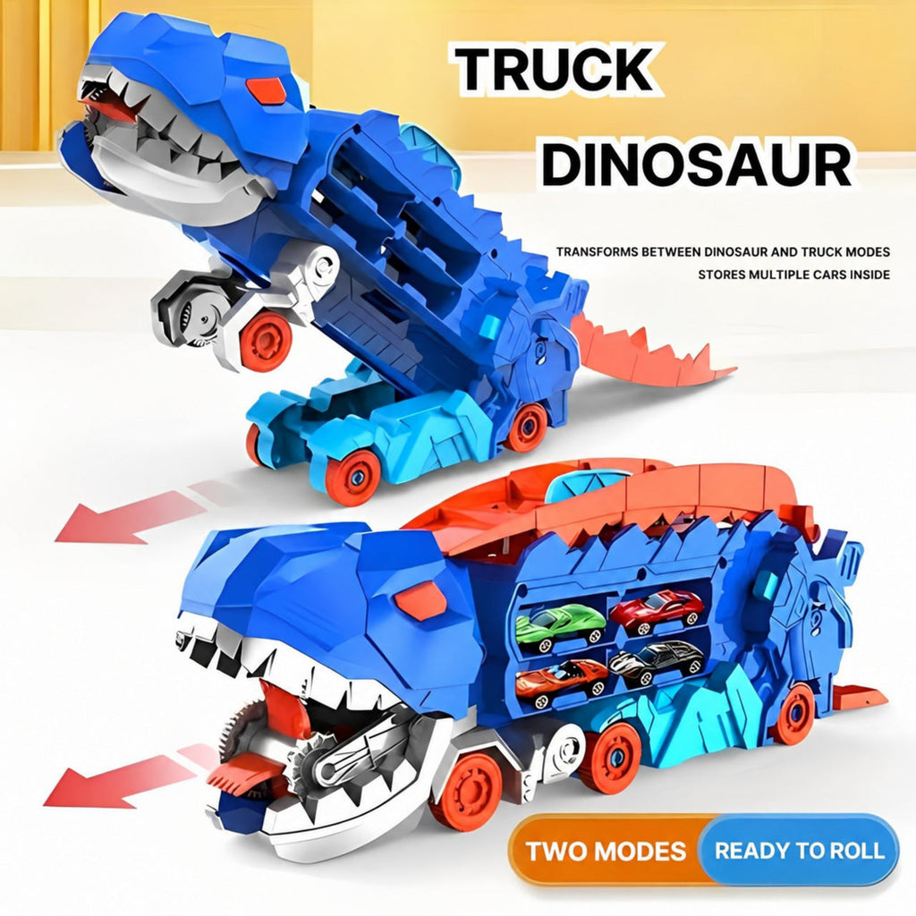 Dinosaur Car Carrier with Race Track and 4 Cars