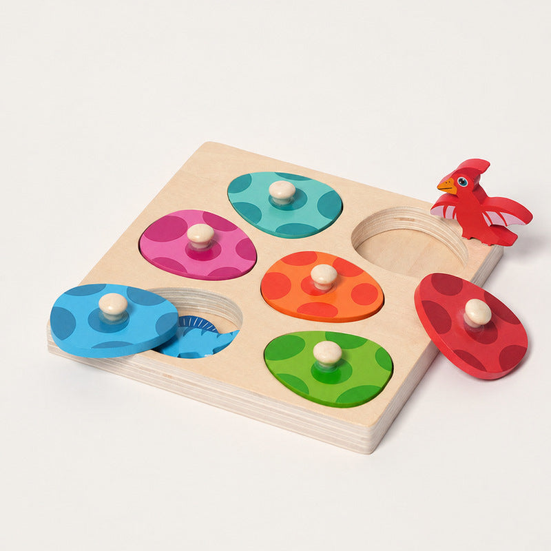 Dinosaur Puzzle Toy with Eggs and Matching Shapes