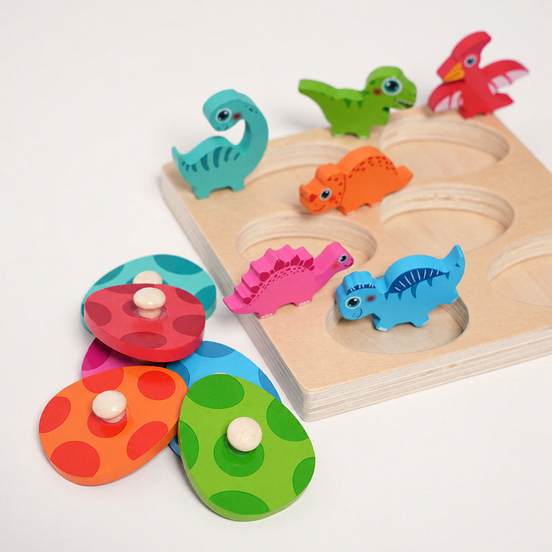 Dinosaur Puzzle Toy with Eggs and Matching Shapes