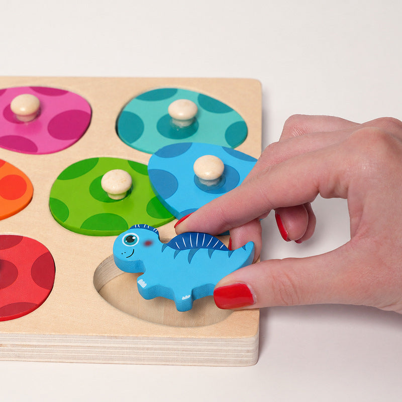 Dinosaur Puzzle Toy with Eggs and Matching Shapes