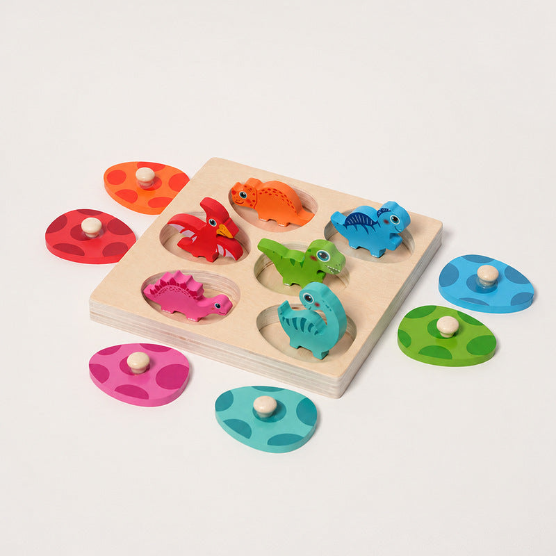 Dinosaur Puzzle Toy with Eggs and Matching Shapes