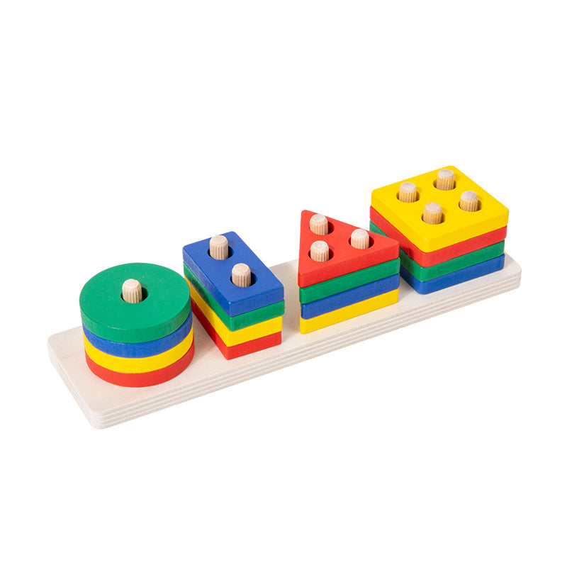 Wooden Shape Sorter Toy with Colorful Stacking Blocks