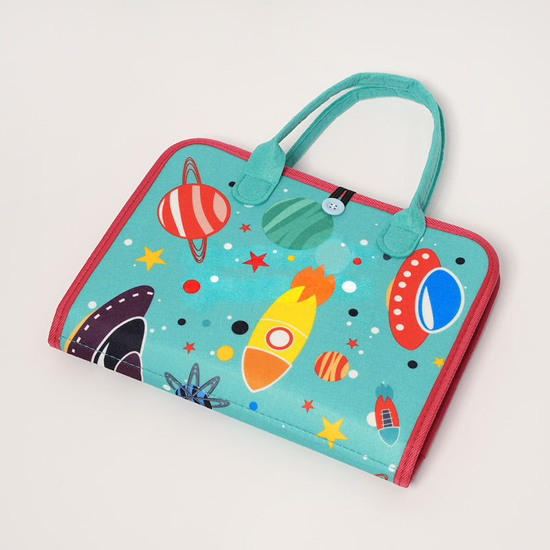 Felt Activity Bag with Space Theme and 8 Pages