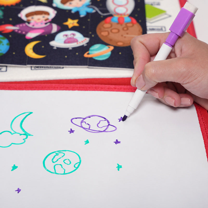 Felt Activity Bag with Space Theme and 8 Pages