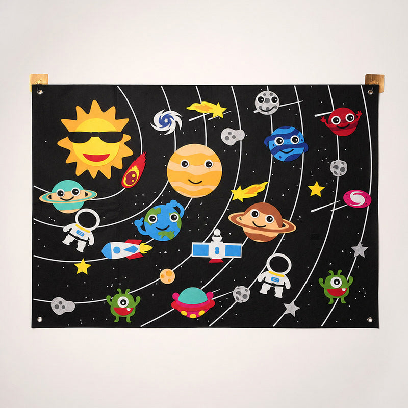 Felt Board for Kids, Wall-Mounted Zoo or Space Scene