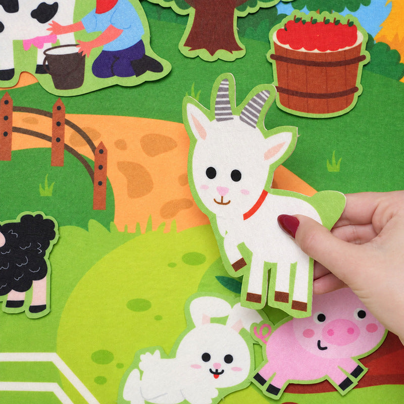 Felt Board for Kids, Wall-Mounted Zoo or Space Scene