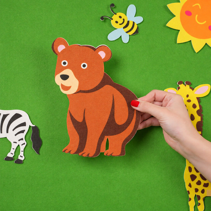 Felt Board for Kids, Wall-Mounted Zoo or Space Scene