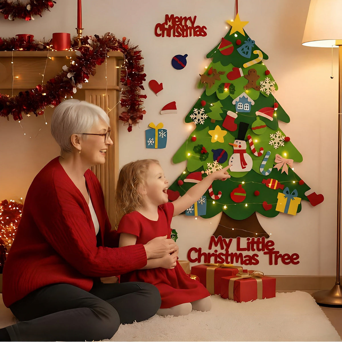 Felt Christmas Tree with 32 Detachable Ornaments