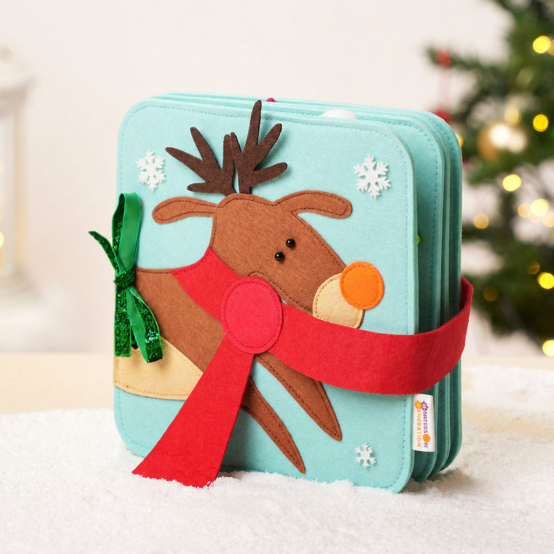 Felt Quiet Book with Reindeer Theme and Interactive Pages