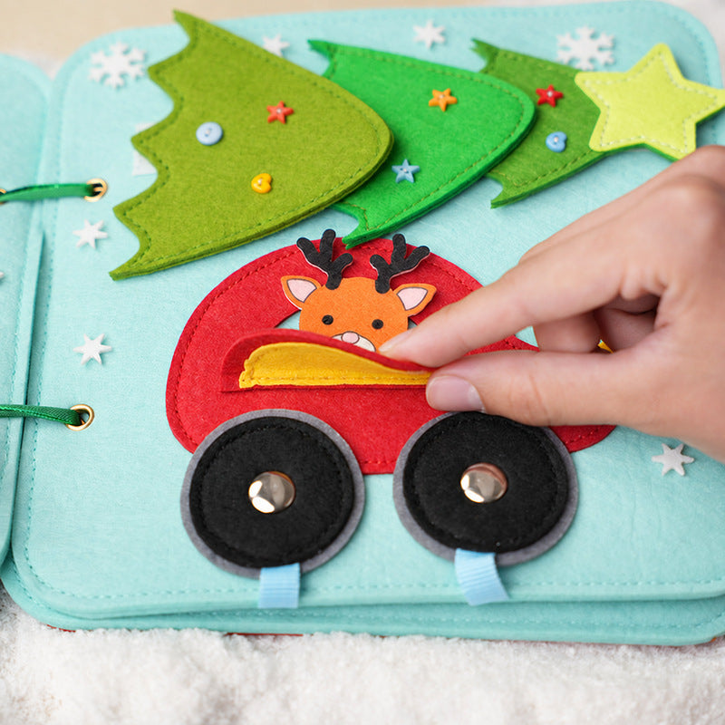 Felt Quiet Book with Reindeer Theme and Interactive Pages