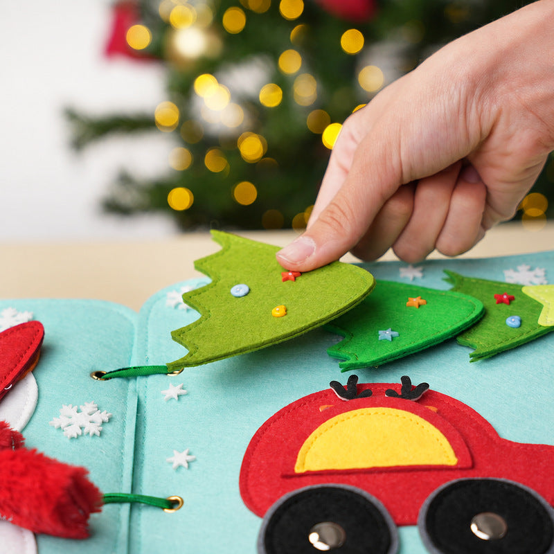 Felt Quiet Book with Reindeer Theme and Interactive Pages