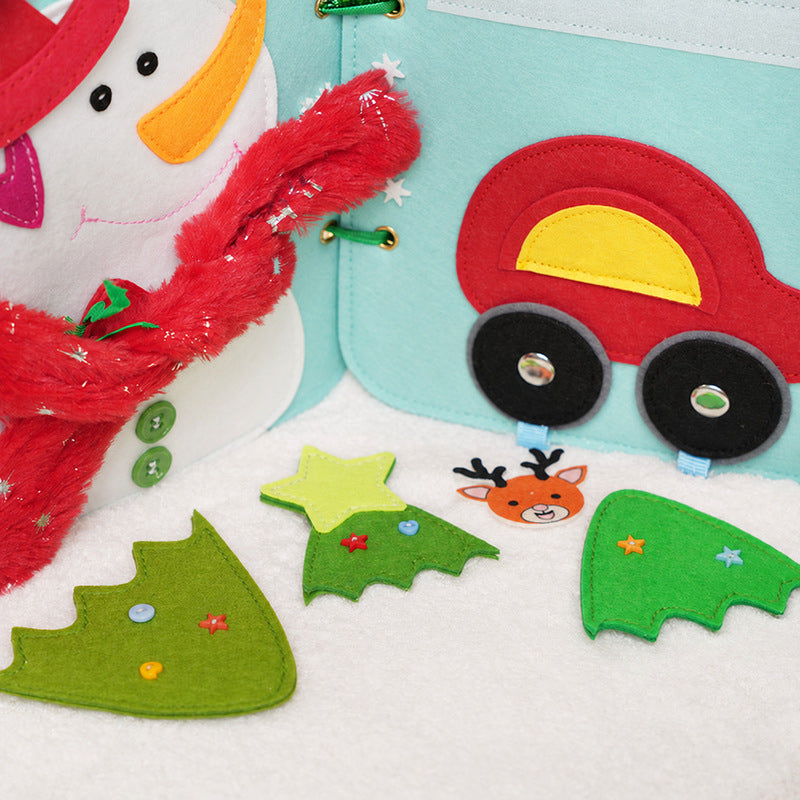 Felt Quiet Book with Reindeer Theme and Interactive Pages