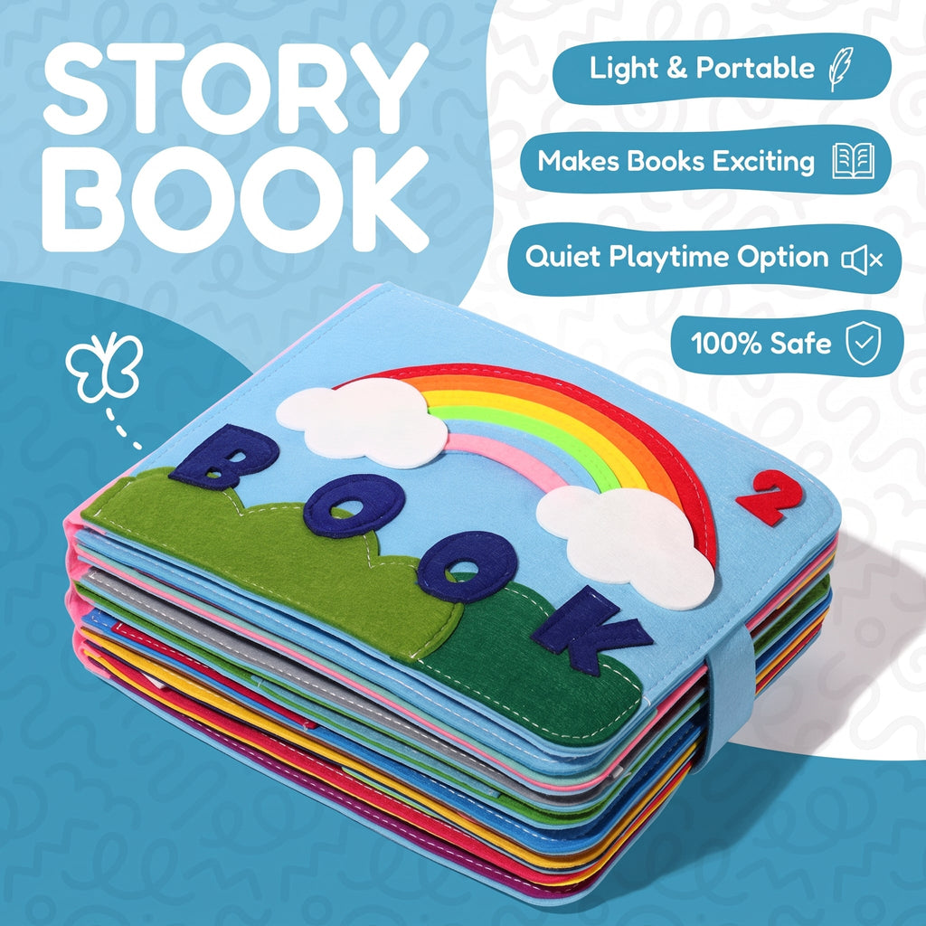 Felt Storybook with 16 Interactive Pages and Characters