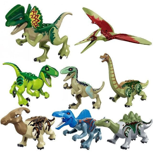 Dinosaur Building Figures Set, 8 Movable Jurassic Toys