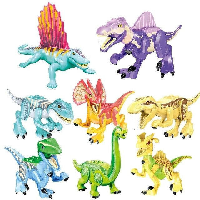 Dinosaur Building Figures Set, 8 Movable Jurassic Toys
