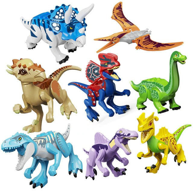 Dinosaur Building Figures Set, 8 Movable Jurassic Toys