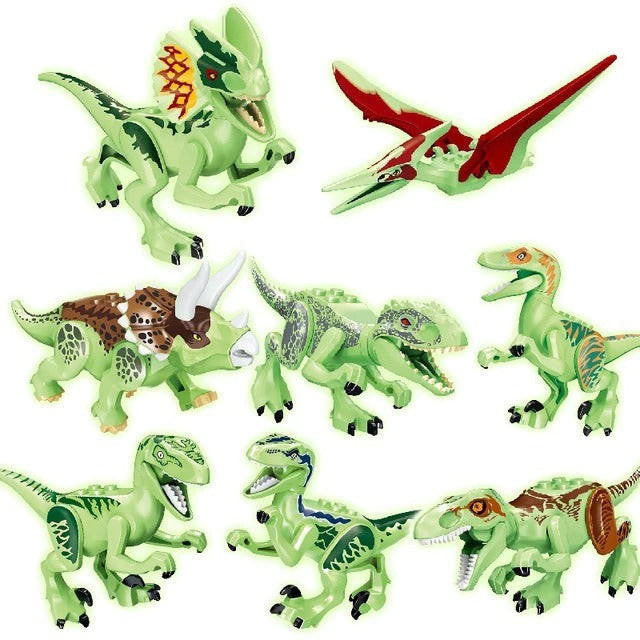 Dinosaur Building Figures Set, 8 Movable Jurassic Toys