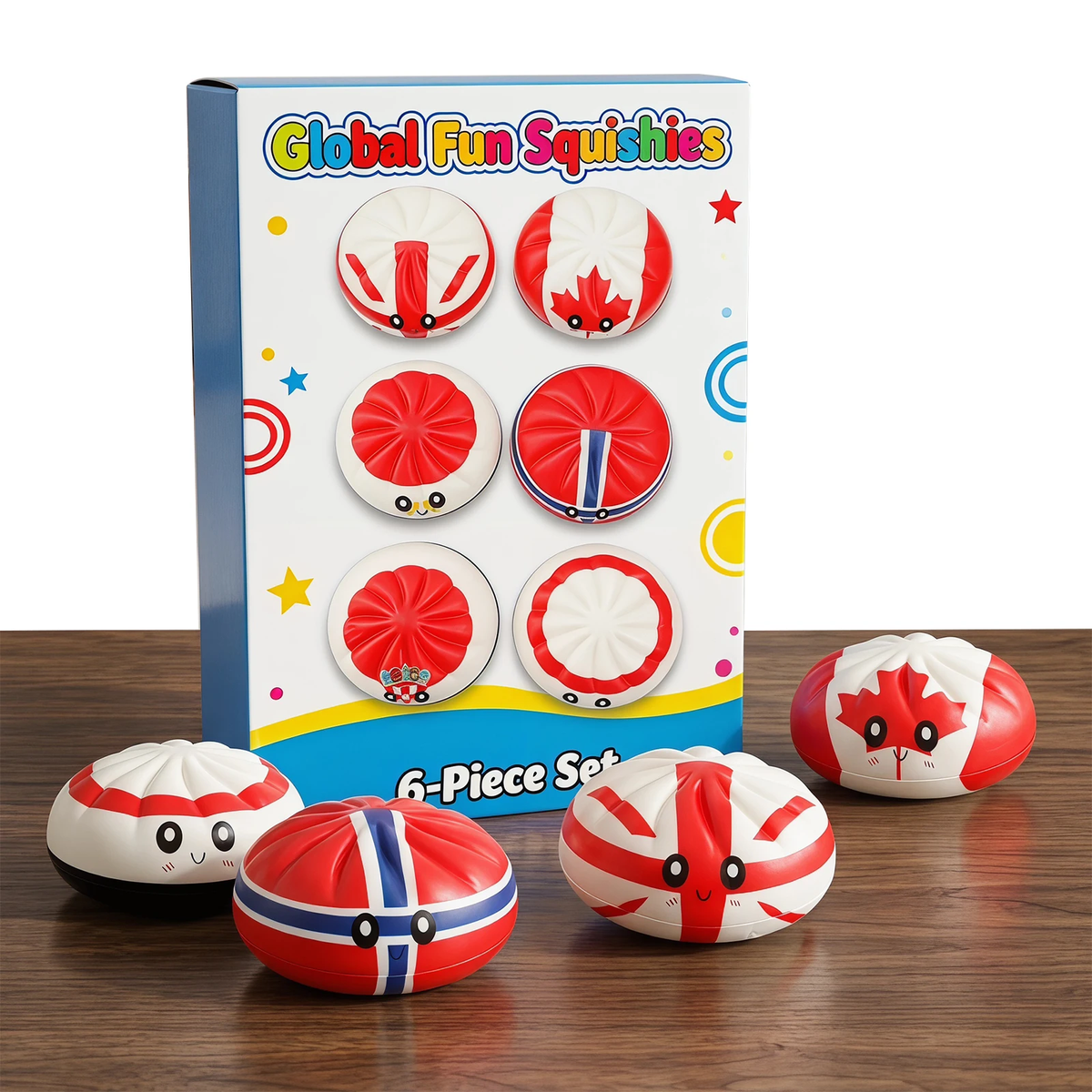 Flag Squishies, 6-Piece Slow Rising Set
