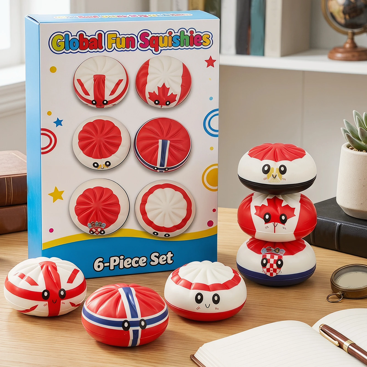 Flag Squishies, 6-Piece Slow Rising Set