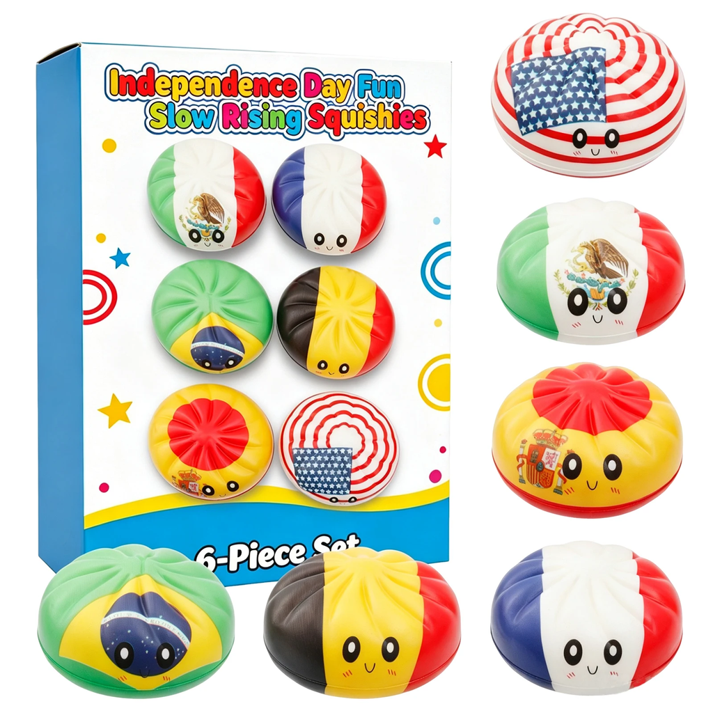 Flag Squishies, 6-Piece Slow Rising Set