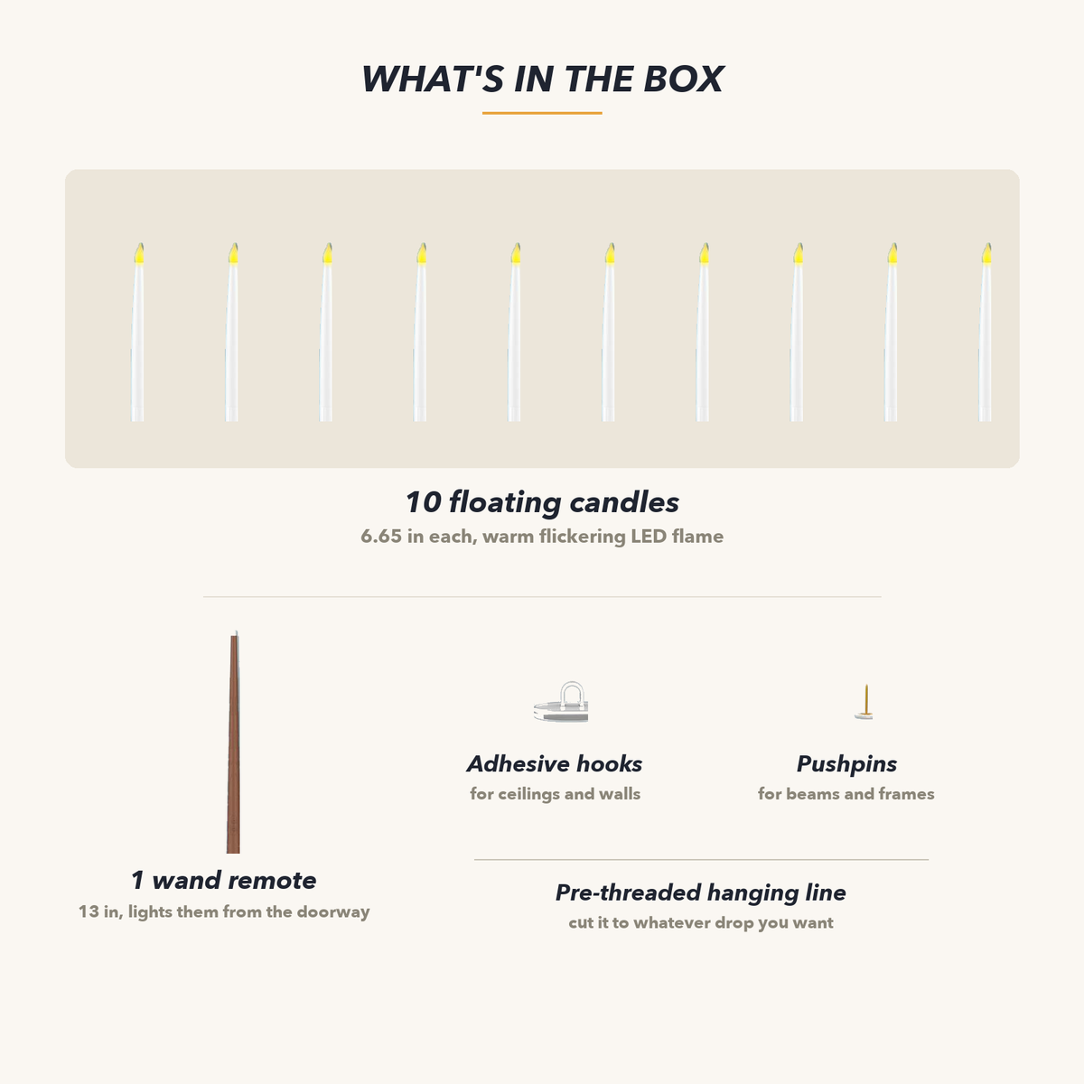 Floating Candles with Magic Wand Remote, 10 Flameless LED Taper Candles