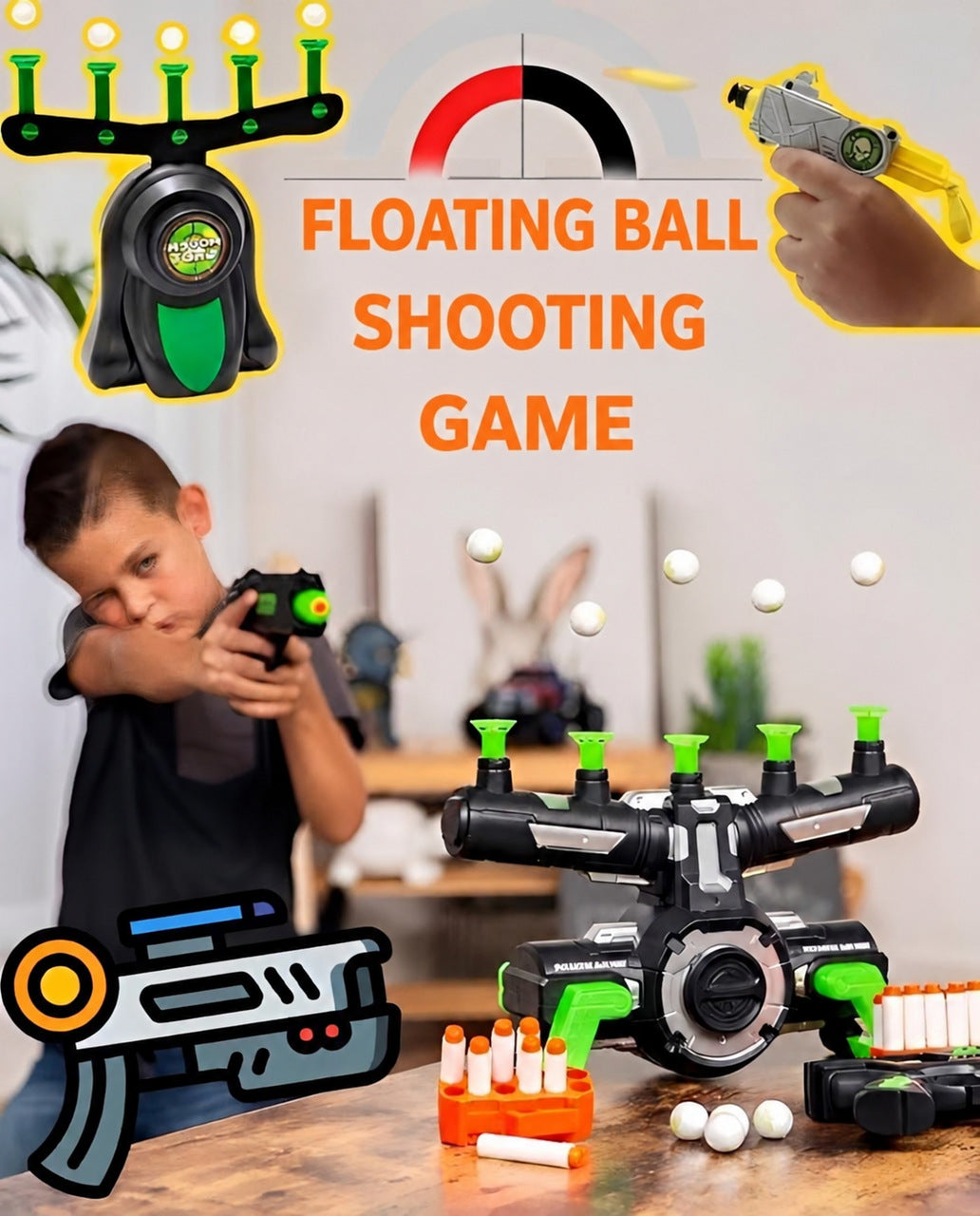 Floating Target Shooting Game with Hovering Balls