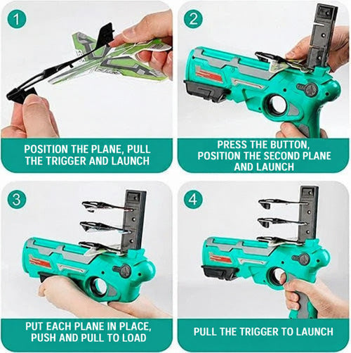 Foam Plane Launcher Toy with 4 Gliders for Outdoor Play
