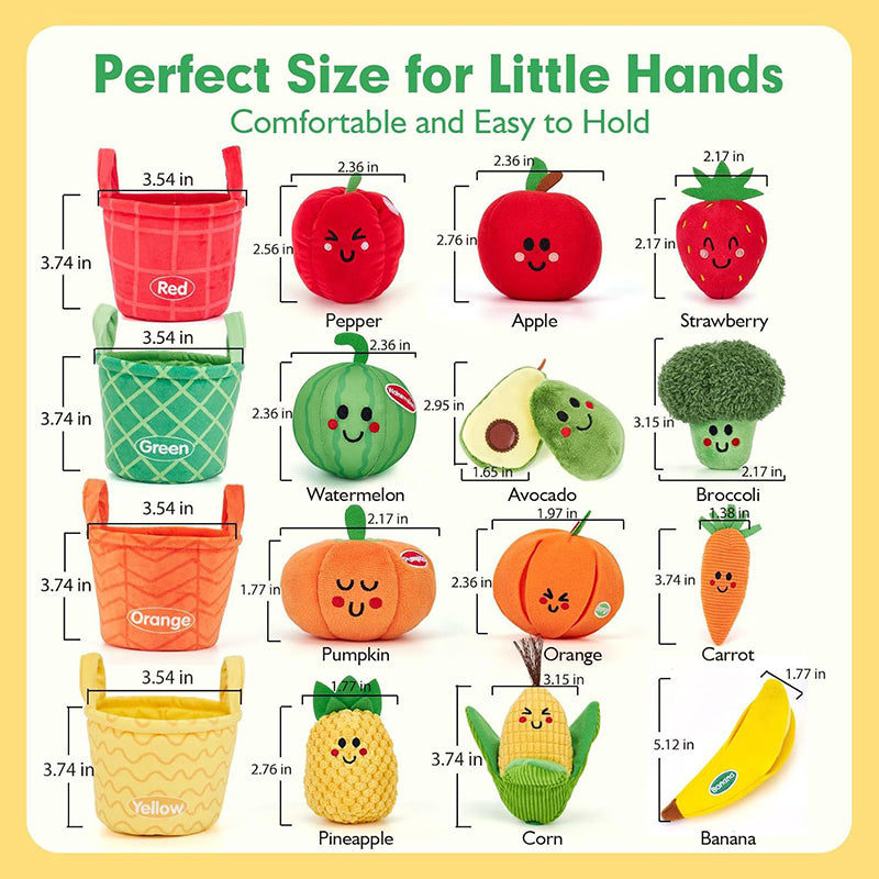 Fruit & Veggie Color Sorting Set, Soft Plush Sensory Toy
