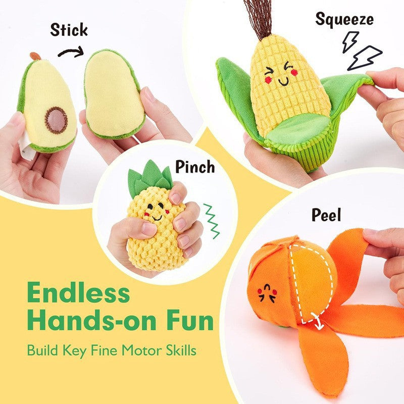 Fruit & Veggie Color Sorting Set, Soft Plush Sensory Toy