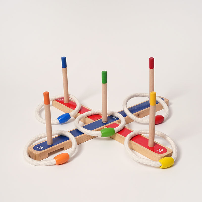 Ring Toss Game with Wooden Posts and Scoring