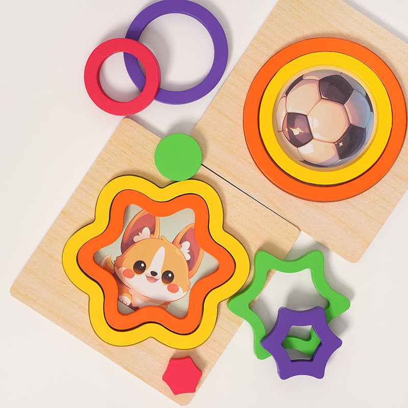 Nested Shape Puzzle with Six Layered Wooden Boards