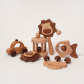 Wooden Baby Rattles Set with Lion, Car & Shapes for First Play