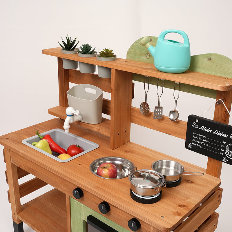 Outdoor Play Kitchen with Sink and Cooking Station