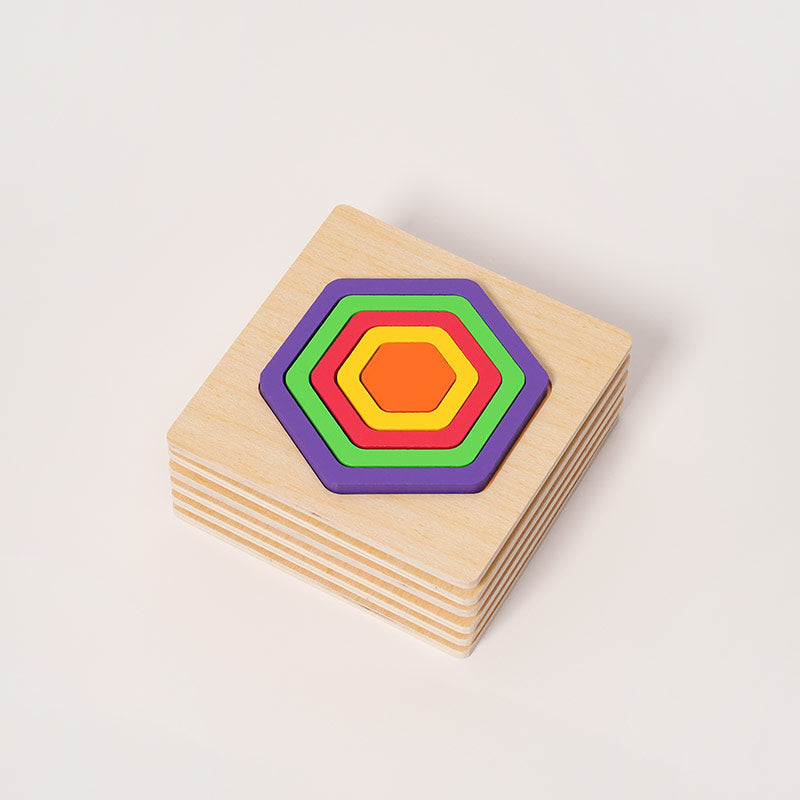 Nested Shape Puzzle with Six Layered Wooden Boards