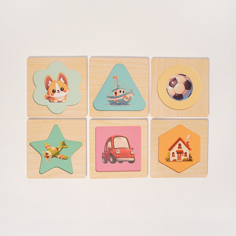 Nested Shape Puzzle with Six Layered Wooden Boards