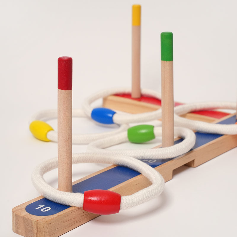 Ring Toss Game with Wooden Posts and Scoring
