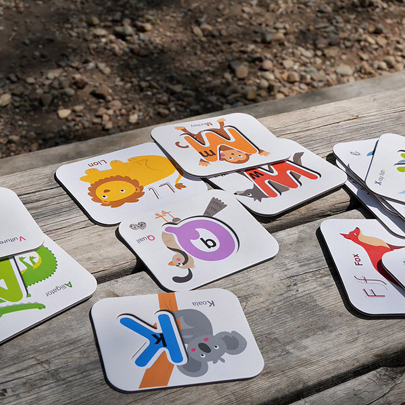 Alphabet Matching Cards with Wooden Letters and Numbers