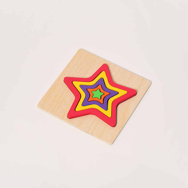 Nested Shape Puzzle with Six Layered Wooden Boards
