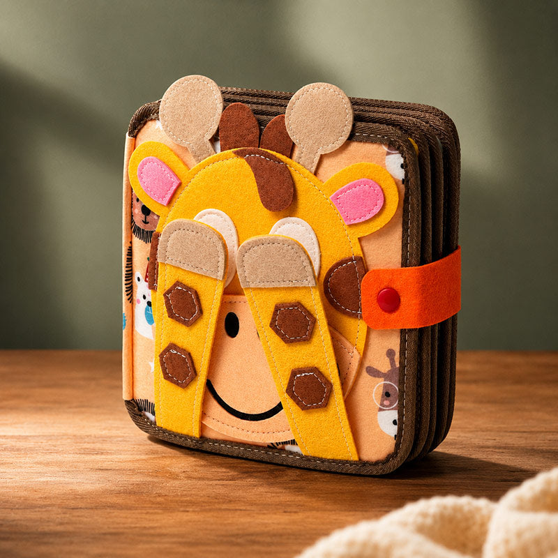 Felt Busy Book with Giraffe Cover and 8 Interactive Pages