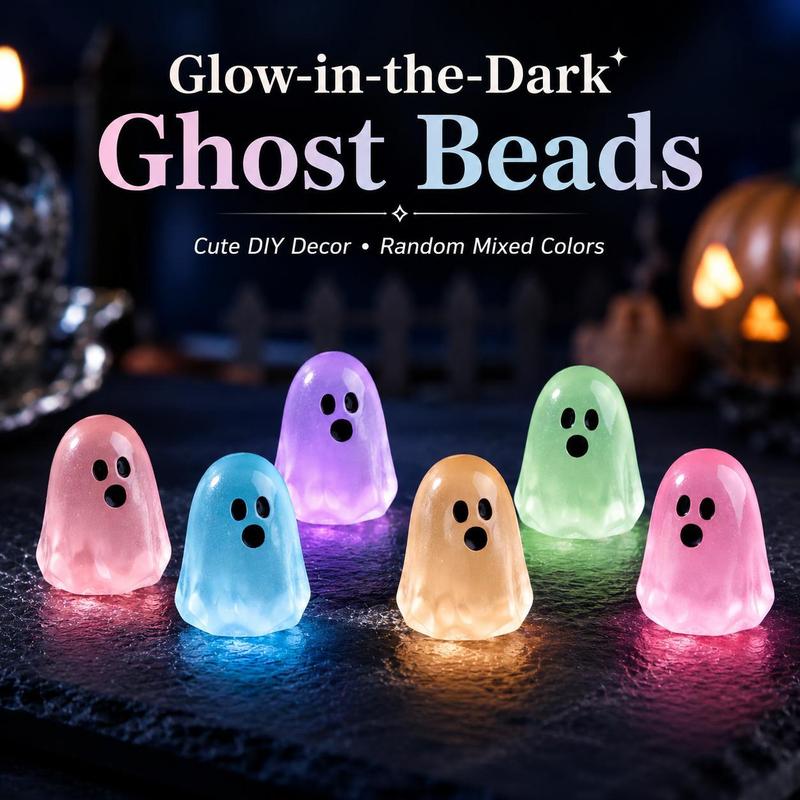 Glow in the Dark Ghost Beads, 20-Piece Mini Halloween Decor Set