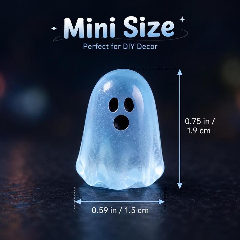 Glow in the Dark Ghost Beads, 20-Piece Mini Halloween Decor Set