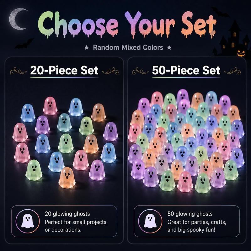 Glow in the Dark Ghost Beads, 20-Piece Mini Halloween Decor Set