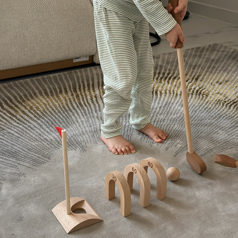 Wooden Croquet Set for Kids with 6 Scoring Arches