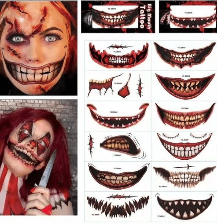 Halloween Temporary Tattoos - Realistic Face & Body Decals