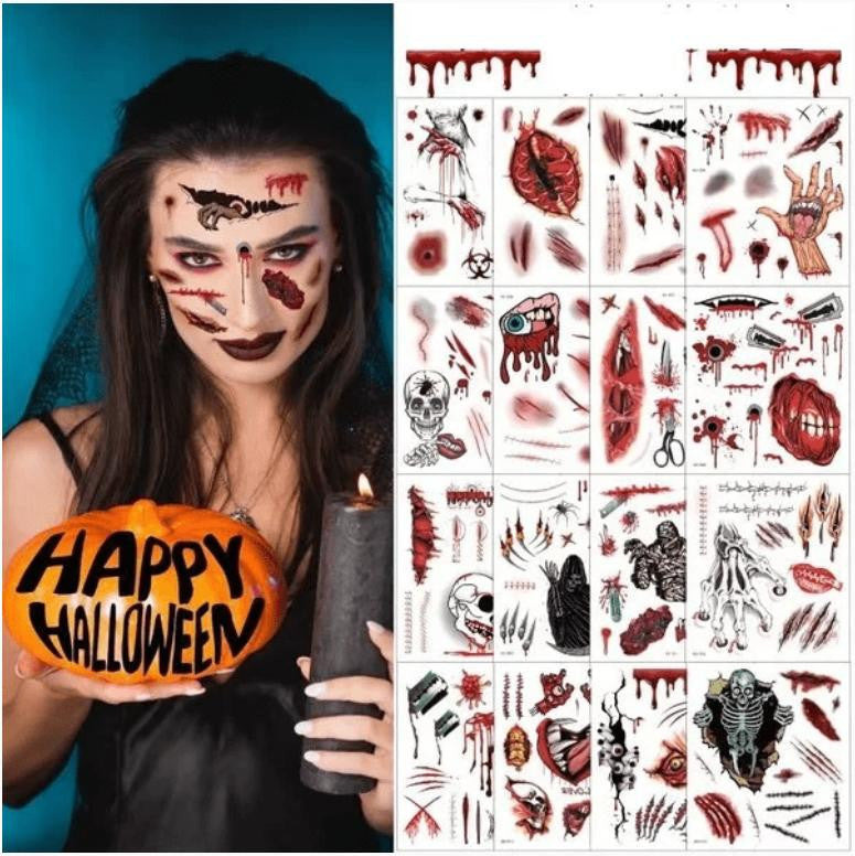 Halloween Temporary Tattoos - Realistic Face & Body Decals