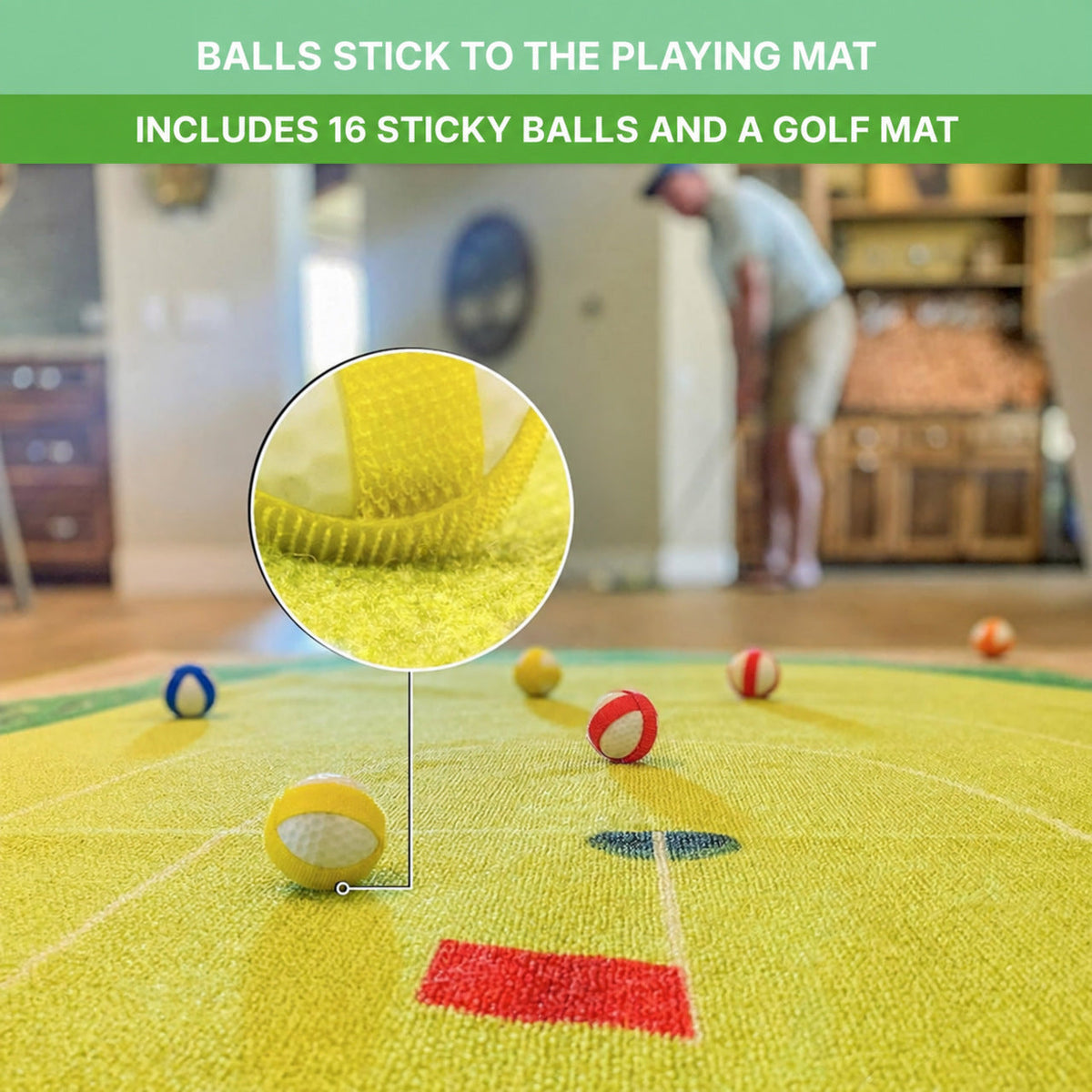 Indoor Golf Mat Game with Obstacles and Scoring Zones