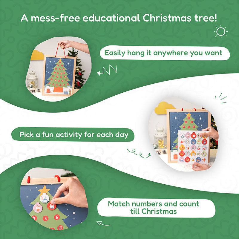 Wooden Advent Calendar with Ornament Countdown Display