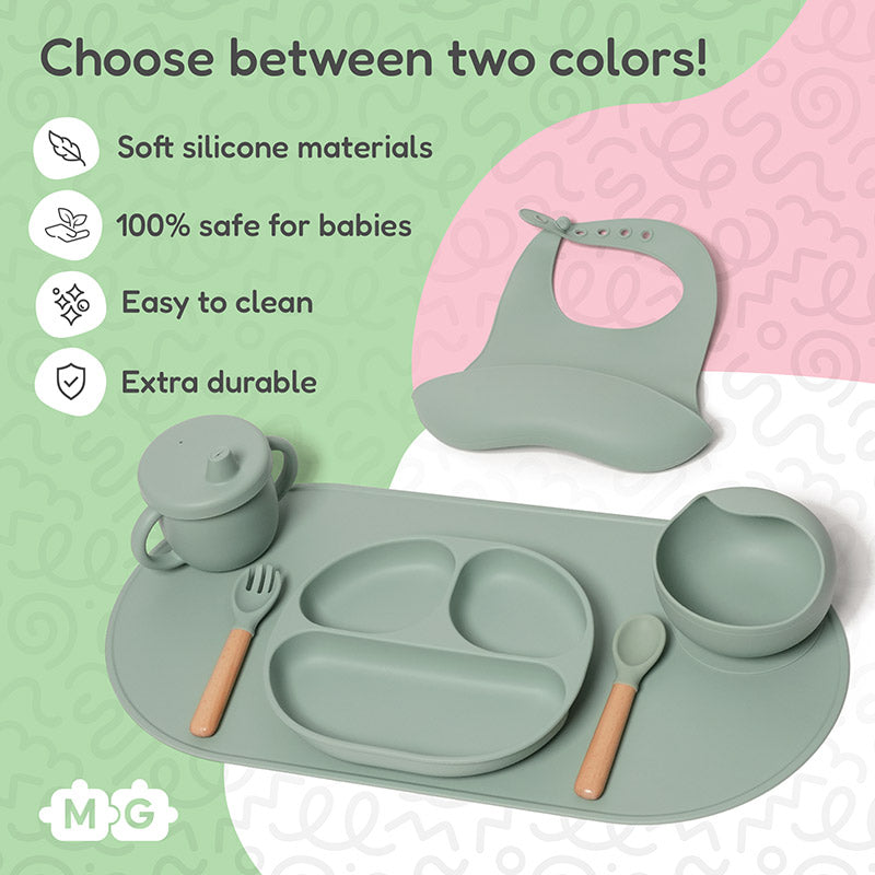 Silicone Baby Dining Set with Non-Slip Mat and Bib