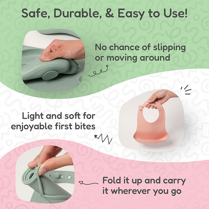 Silicone Baby Dining Set with Non-Slip Mat and Bib